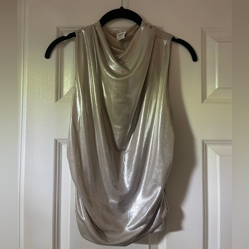 Abercrombie & Fitch sleeveless cowl neck metallic top